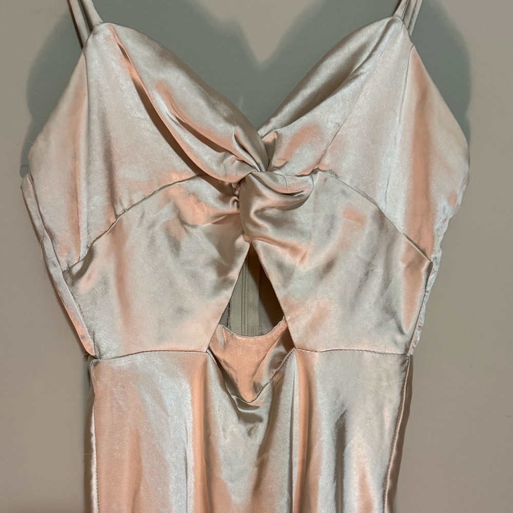 Selfie Leslie Cozumel Twist Bust Mini Dress in Champagne
